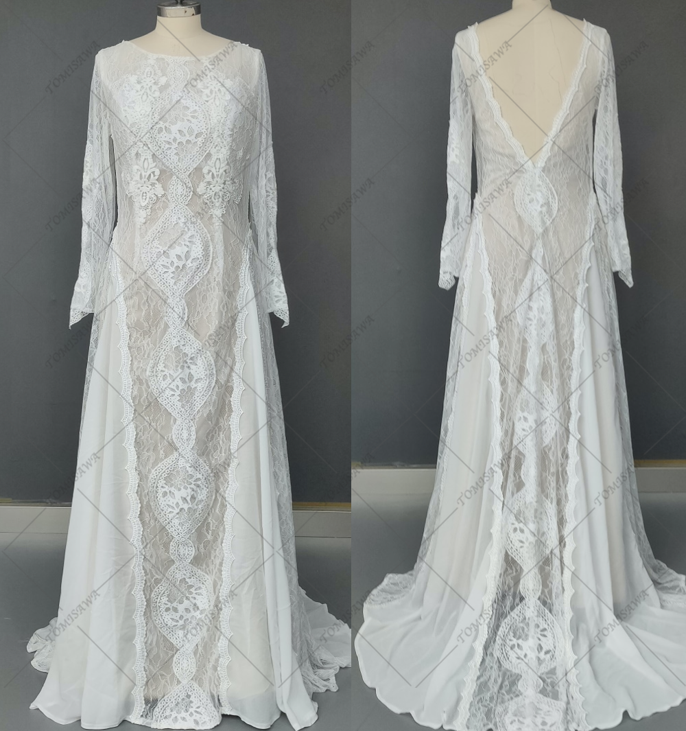 スレンダーライン ウェディングドレス 二次会 結婚式  森ガールワンピース  F071