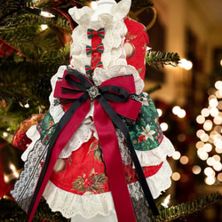 犬服／猫服 クリスマス ワンピース かわいいクリスマス柄赤スカート