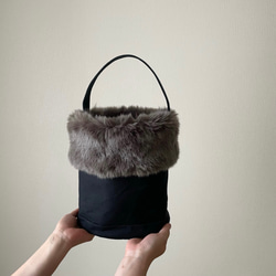 2WAY［取外し可］グレーファーアタッチメント 帆布トートバッグ ブラック パラフィン加工 1枚目の画像