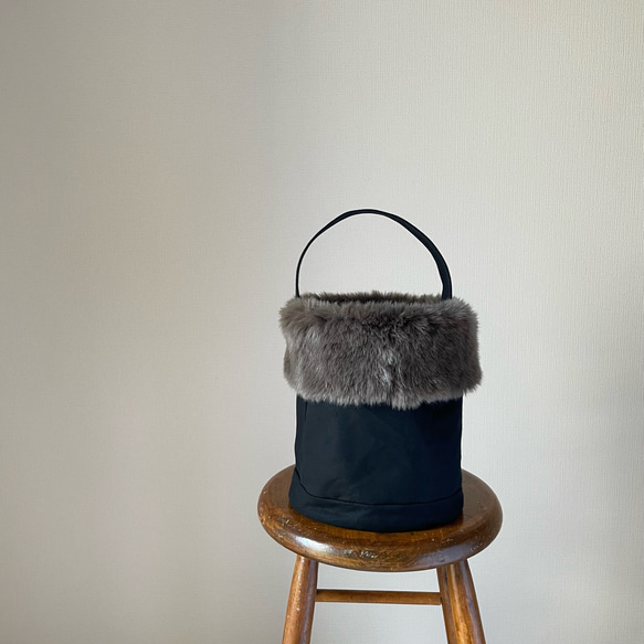 2WAY［取外し可］グレーファーアタッチメント 帆布トートバッグ ブラック パラフィン加工 3枚目の画像