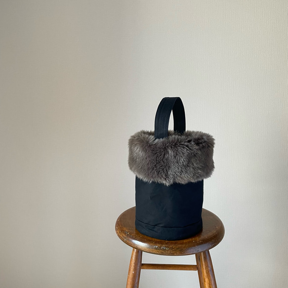 2WAY［取外し可］グレーファーアタッチメント 帆布トートバッグ ブラック パラフィン加工 2枚目の画像