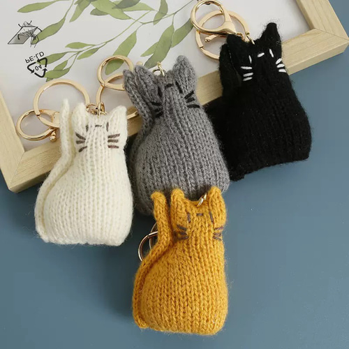 はる　あみぐるみ　キーホルダー　猫 猫ちゃんキーホルダーあみぐるみ編みものバッグチャーム飾り その他