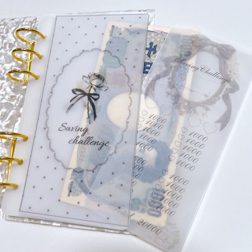 バインダー貯金 Saving リフィル A6サイズ 6枚 ドット柄 可愛い