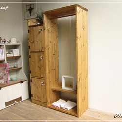 サイズオーダー可！●3扉キャビネットラック●シャビーホワイト無垢材●受注製作 送料がかなり安くなりました！☆オーダー可！○超ワイド3段ローラック