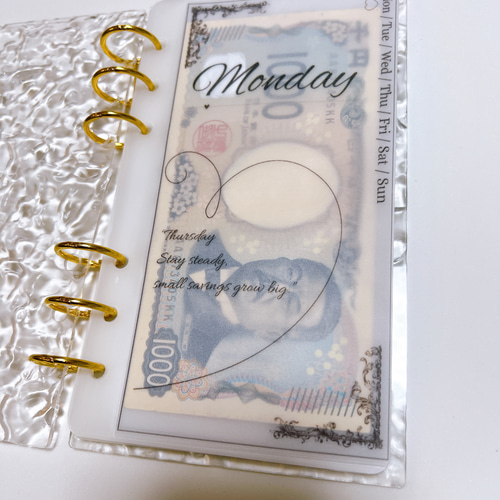 weeklyバインダー貯金 Saving リフィル A6サイズ 7枚 上品 大人 ハート