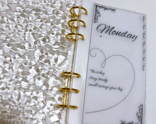 【タイムセール】バインダーカバー　スエード　ヘーゼルナッツ　A6 韓国　貯金 楽天市場】バインダー貯金 韓国 アクリルバインダー A6 お金管理