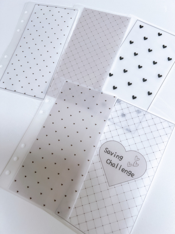 バインダー貯金 Saving リフィル A6サイズ 5枚 ハート おしゃれ 可愛い