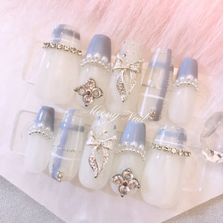 No.100 オーダー♡ チェリー さくらんぼ リボン ジェル ネイル チップ