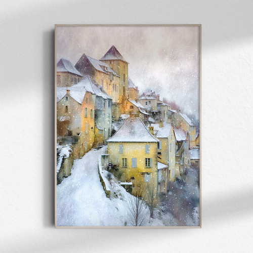 雪降る町【 フランスの美しい村の冬 タイプB 】 冬景色