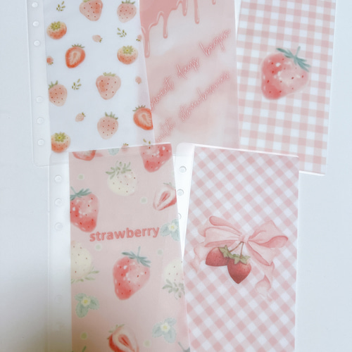 バインダー貯金 Saving リフィル A6サイズ 5枚 いちご ギンガム