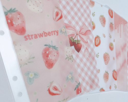 バインダー貯金 Saving リフィル A6サイズ 5枚 いちご ギンガム