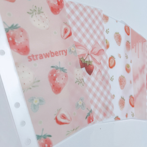 バインダー貯金 Saving リフィル A6サイズ 5枚 いちご ギンガム