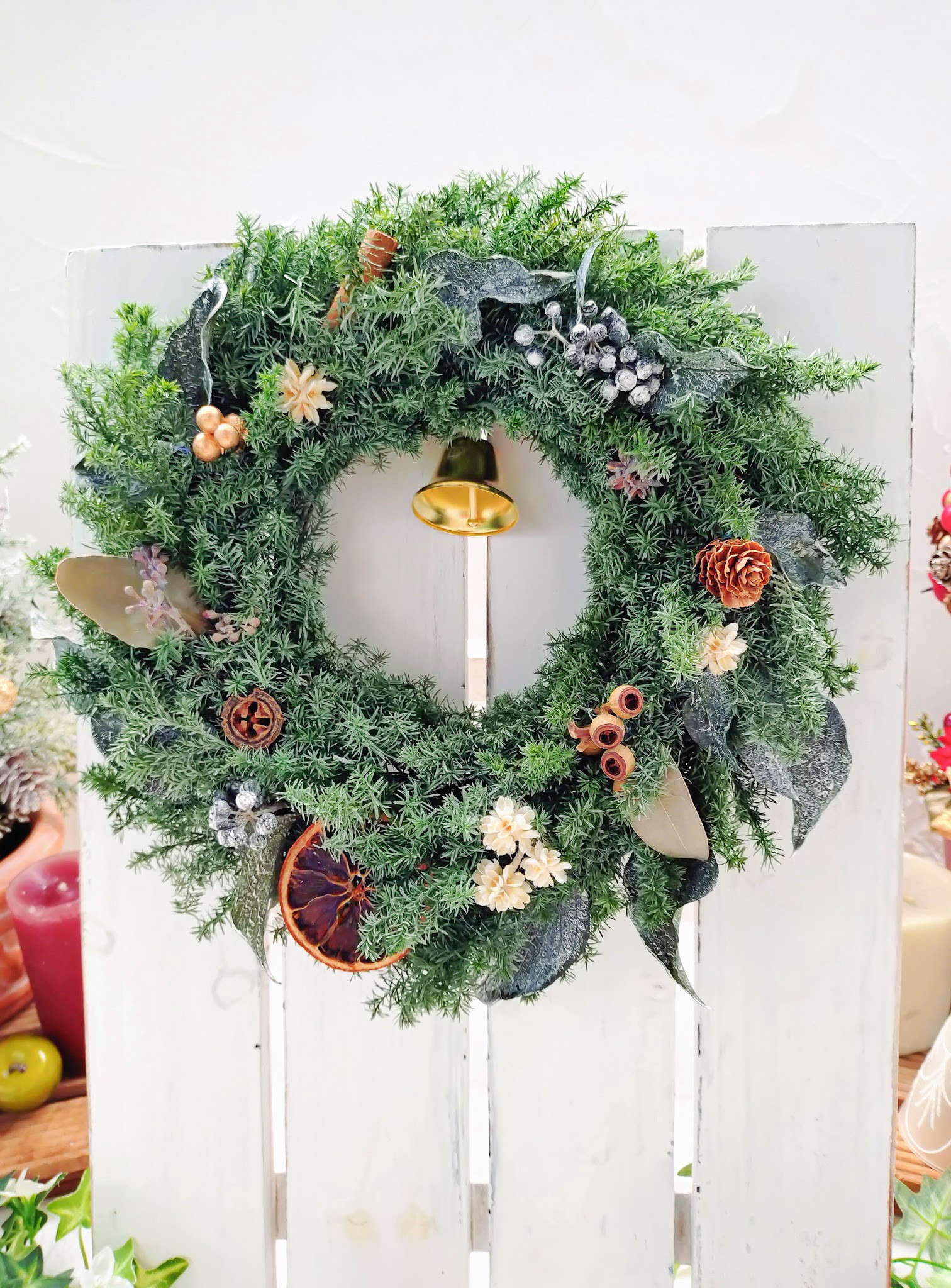 ♡森の中のクリスマスリース♡プリザーブドフラワー♡針葉樹の香り♡ナチュラルクリスマス2025♡優しい空気感のリースです♡