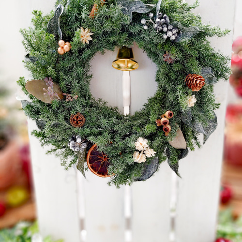 ♡森の中のクリスマスリース♡プリザーブドフラワー♡針葉樹の香り