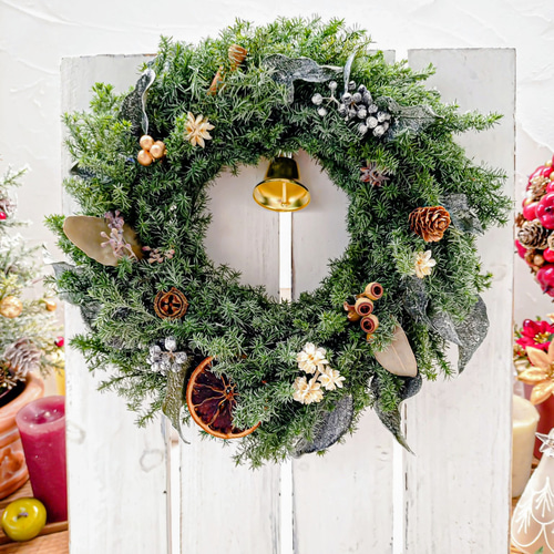 ♡森の中のクリスマスリース♡プリザーブドフラワー♡針葉樹の香り