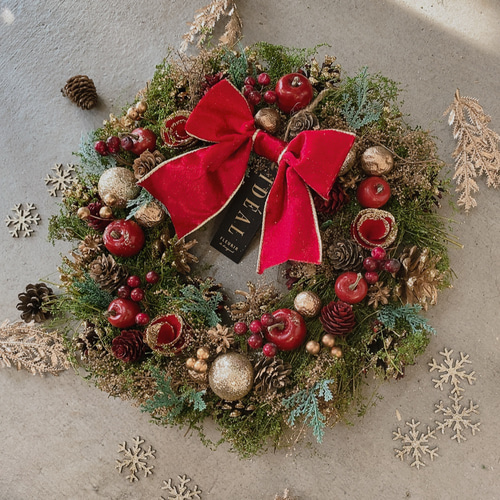 早割 ☆毎年飾れるクリスマスリース☆リボンあり☆クリスマスリース