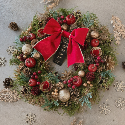 早割 ☆毎年飾れるクリスマスリース☆リボンあり☆クリスマスリース