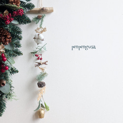 ドライフラワーꕤ︎︎木の実いっぱいクリスマス縦長ガーランド ꕤ︎︎お正月 壁飾り ドライフラワーꕤ︎︎木の実いっぱいクリスマス縦長ガーランド