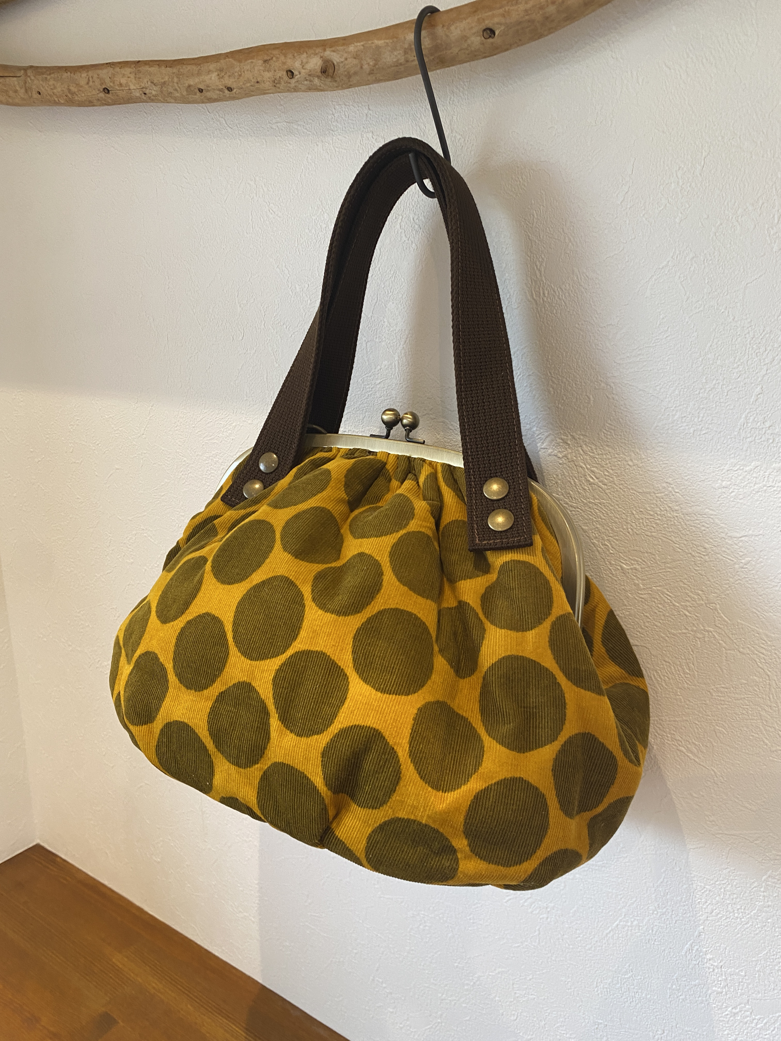 がま口ぎょうざbag(シャツコール 水玉)