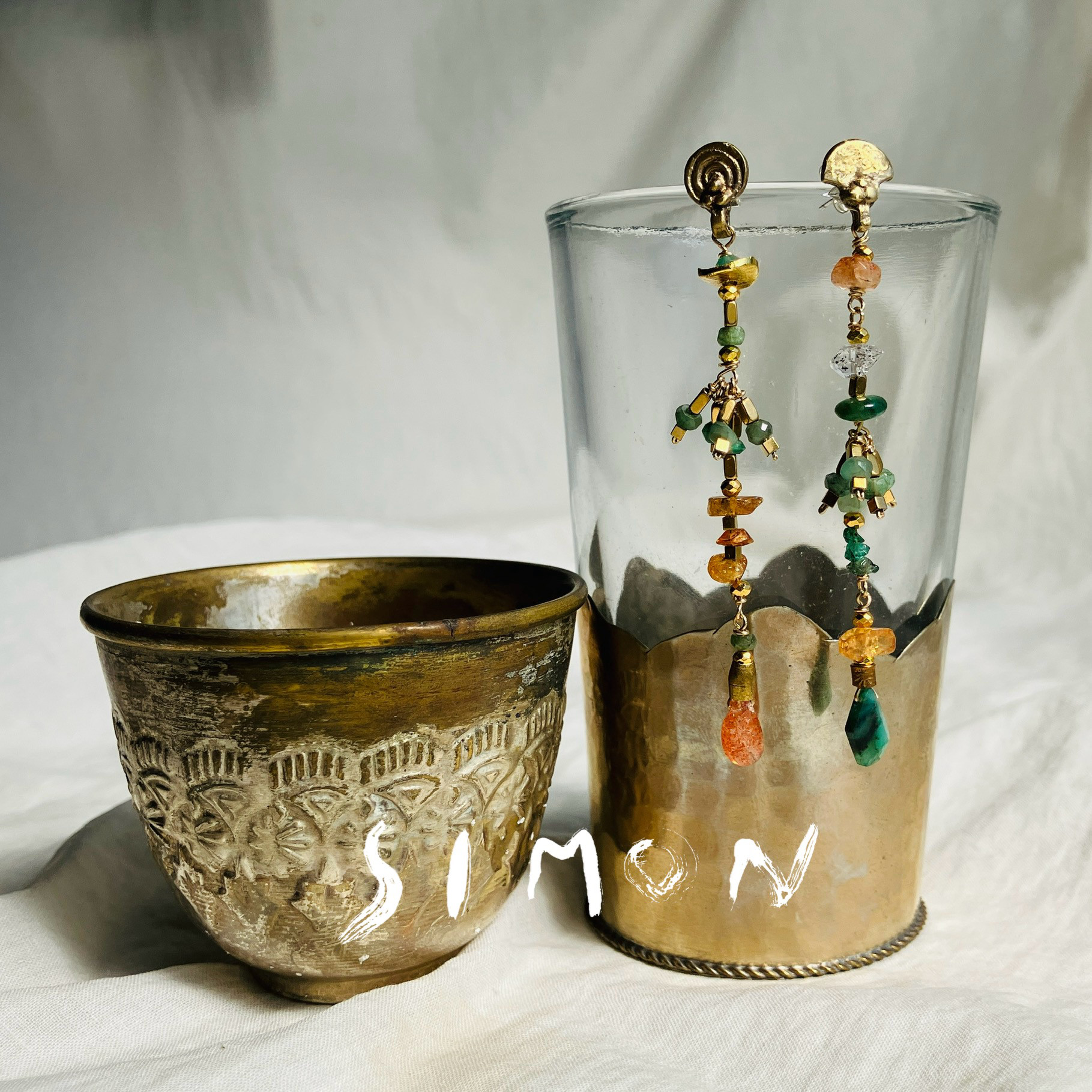 AMATERAS　天照　アンティーク調スタッドピアス　silverポスト　　１点もの