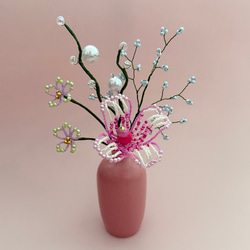 ビーズフラワー　ブーケ（ピンク／ブルー／パープル） 4枚目の画像