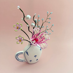 ビーズフラワー　ブーケ（ピンク／ブルー／パープル） 2枚目の画像