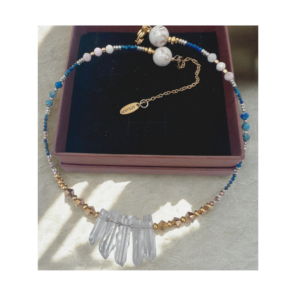 天然石ミックスチョーカー　コラムナークリスタル