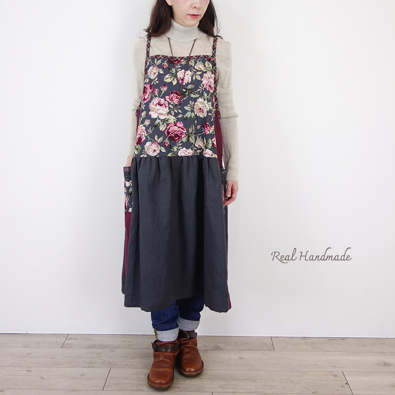 [予約販売] アンティークローズとバーガンディリネン・キャミワンピース