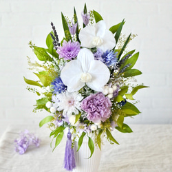 花束のようなガラスドーム Lサイズ高さ27㎝ 仏花プリザーブドフラワー