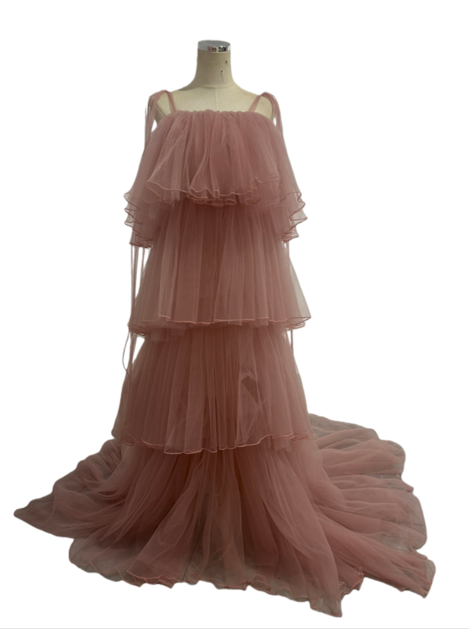 カラードレス オーバードレス キャミソール プリーツドレス ティアードのドレス ラベンダーピンク