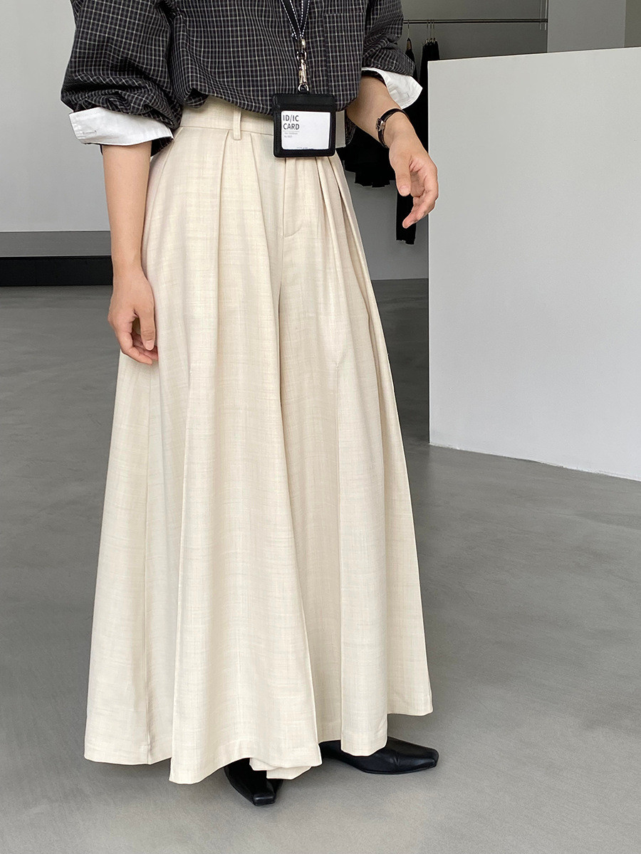 秋新作レディースハイウエスト プリーツ加工 ワイドレギンス【返品・交換可】品質最優先25-441