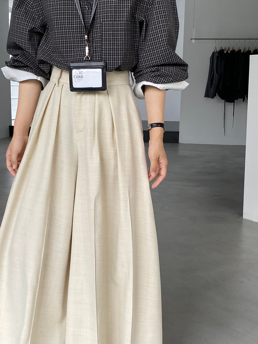 秋新作レディースハイウエスト プリーツ加工 ワイドレギンス【返品・交換可】品質最優先25-441