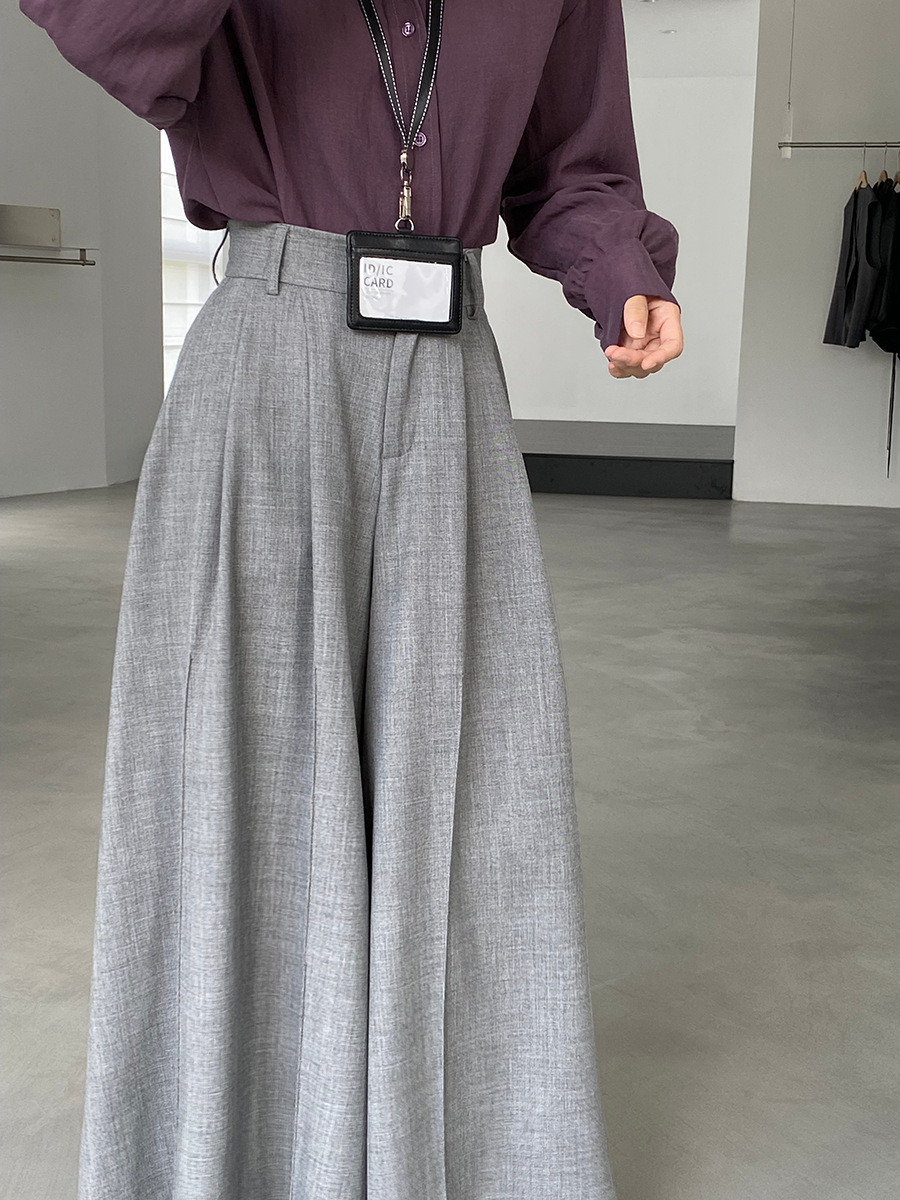 秋新作レディースハイウエスト プリーツ加工 ワイドレギンス【返品・交換可】品質最優先25-441