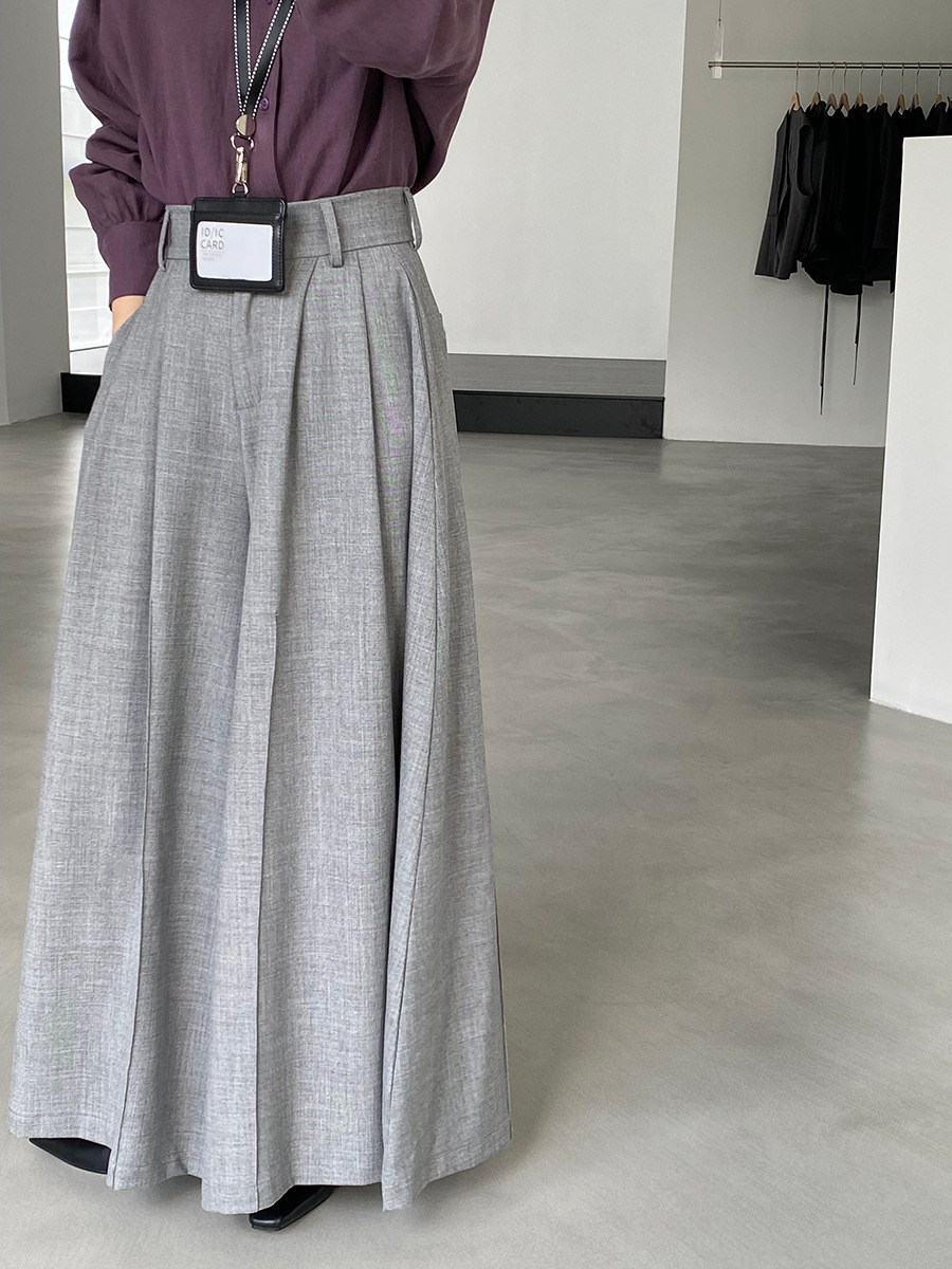 秋新作レディースハイウエスト プリーツ加工 ワイドレギンス【返品・交換可】品質最優先25-441