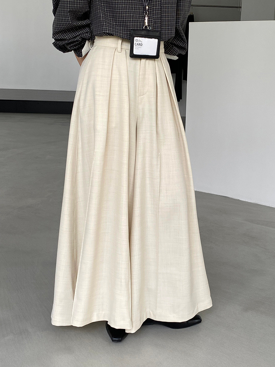 秋新作レディースハイウエスト プリーツ加工 ワイドレギンス【返品・交換可】品質最優先25-441