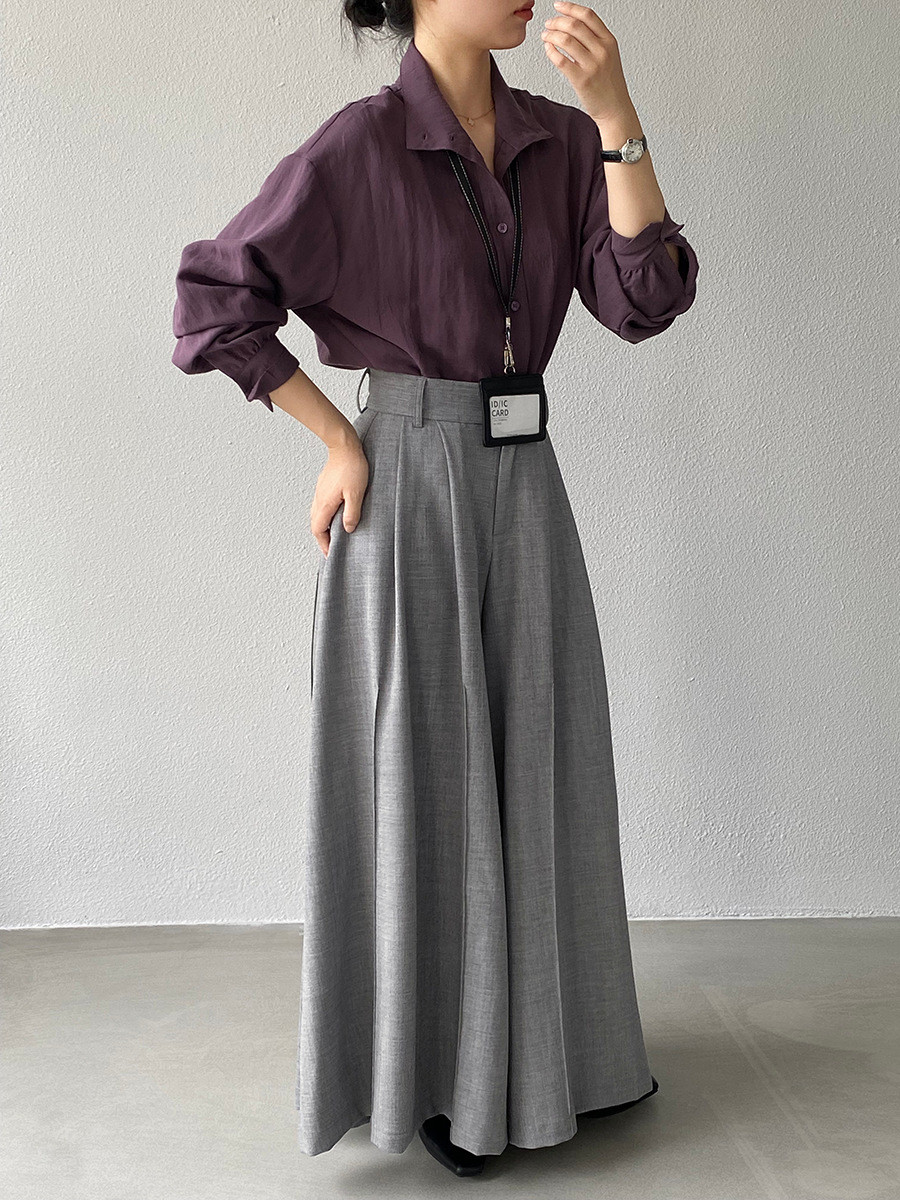 秋新作レディースハイウエスト プリーツ加工 ワイドレギンス【返品・交換可】品質最優先25-441