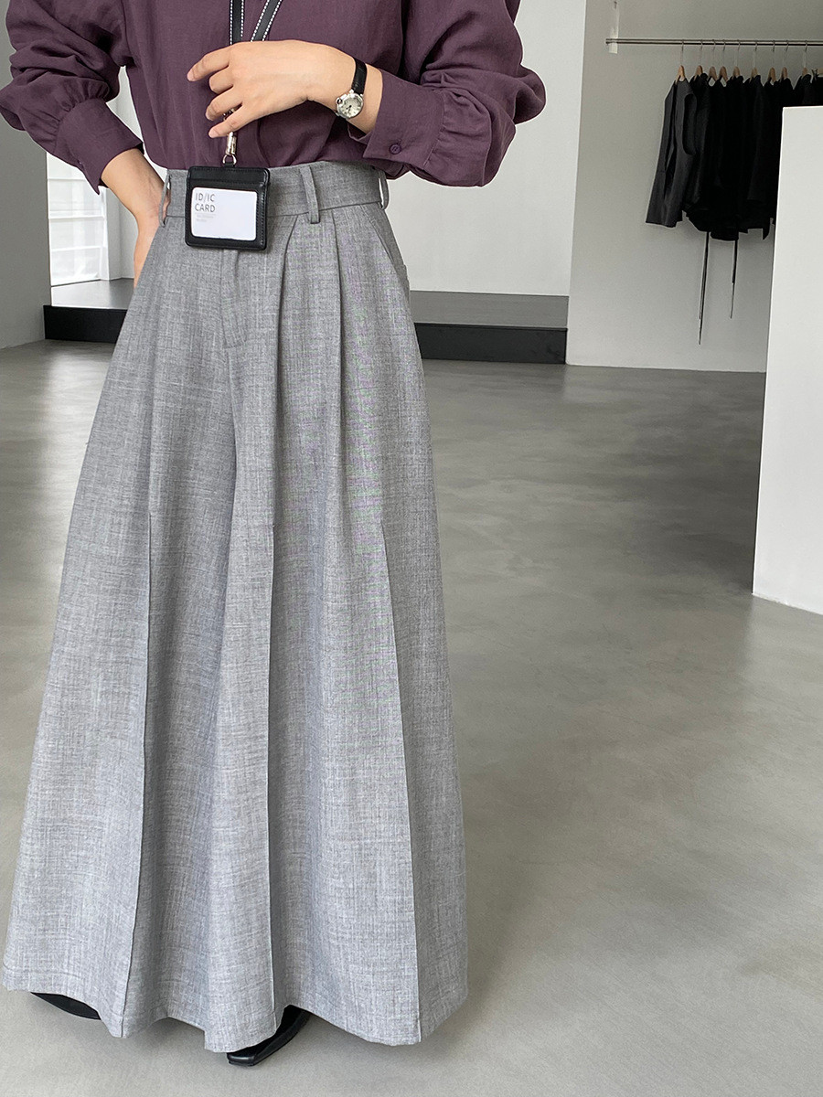 秋新作レディースハイウエスト プリーツ加工 ワイドレギンス【返品・交換可】品質最優先25-441