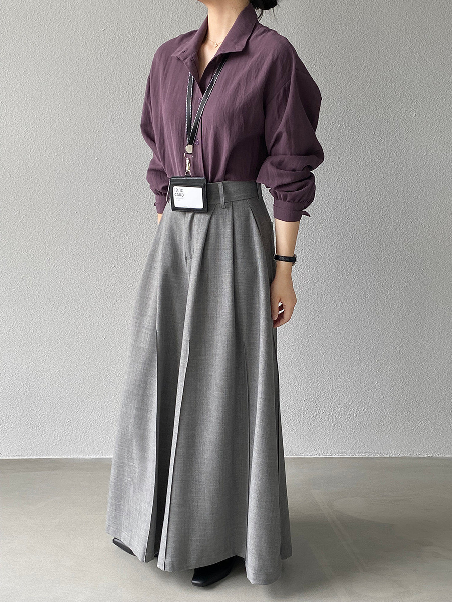 秋新作レディースハイウエスト プリーツ加工 ワイドレギンス【返品・交換可】品質最優先25-441