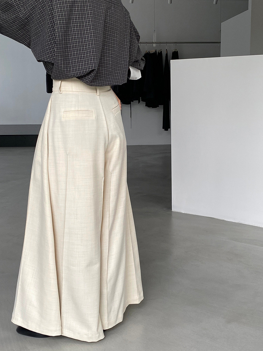 秋新作レディースハイウエスト プリーツ加工 ワイドレギンス【返品・交換可】品質最優先25-441