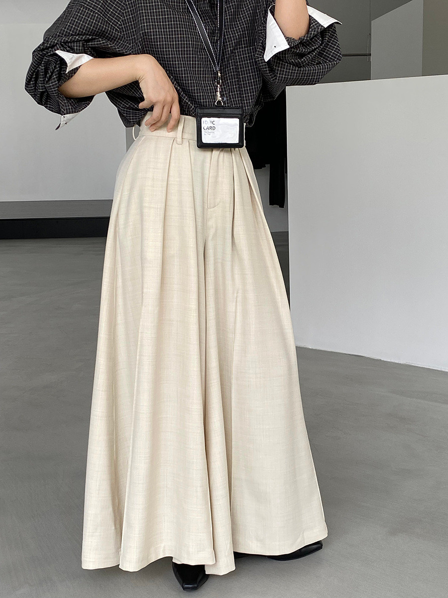 秋新作レディースハイウエスト プリーツ加工 ワイドレギンス【返品・交換可】品質最優先25-441