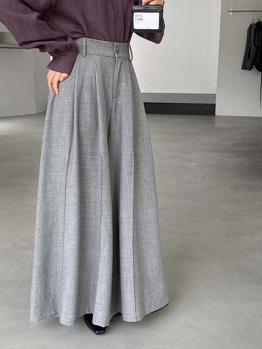 秋新作レディースハイウエスト プリーツ加工 ワイドレギンス【返品・交換可】品質最優先25-441