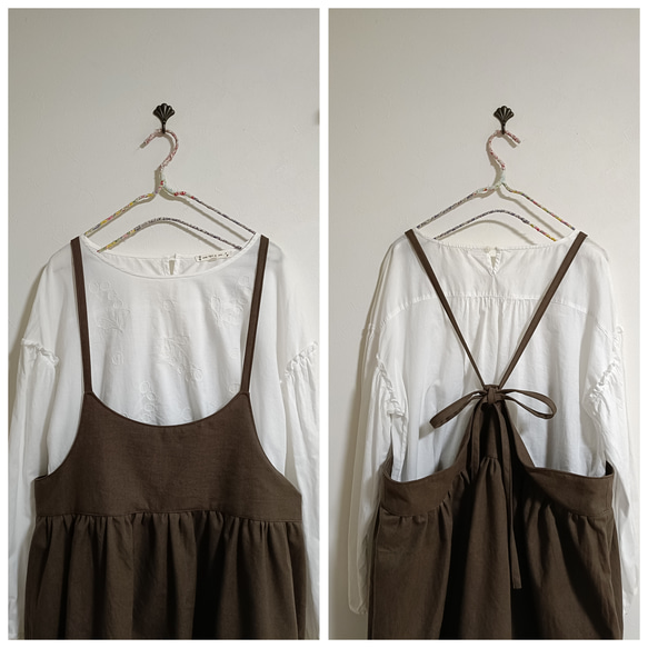 綿スペックワンピースカーキブラウン 2枚目の画像