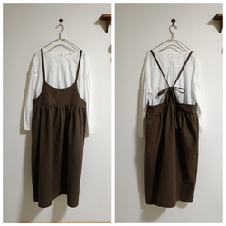 綿スペックワンピースカーキブラウン 3枚目の画像