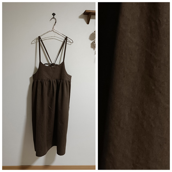 綿スペックワンピースカーキブラウン 5枚目の画像