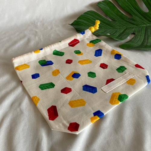 オーダーOK】入園入学ランチョンマット巾着☆レゴ風ブロックおもちゃ