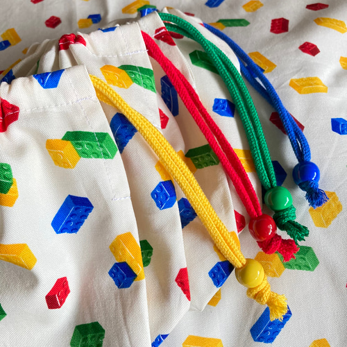 オーダーOK】入園入学ランチョンマット巾着☆レゴ風ブロックおもちゃ