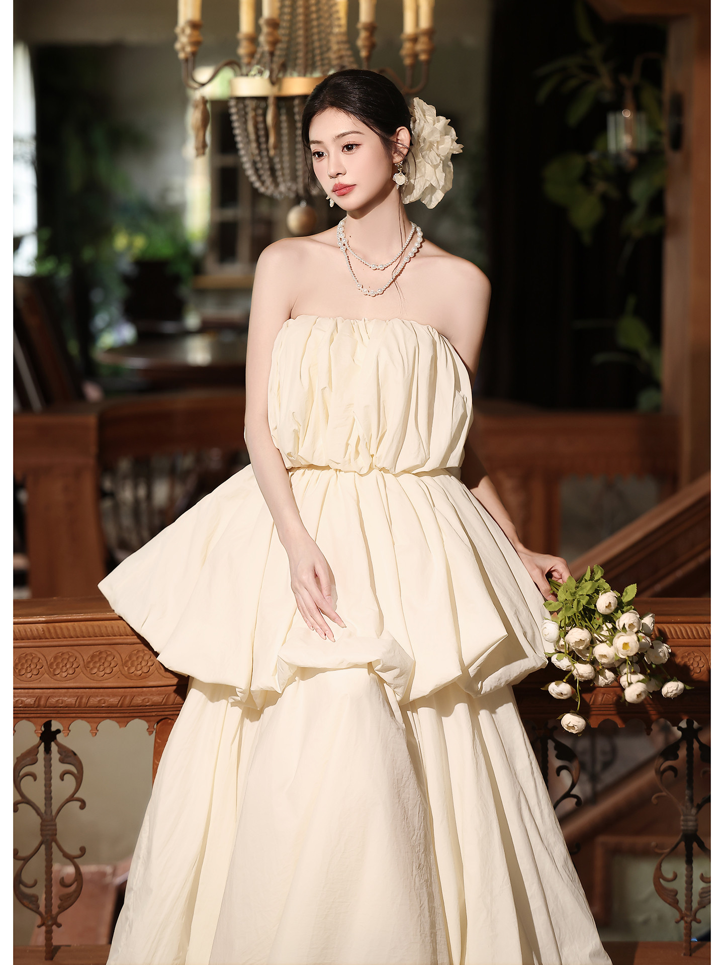 豪華 白 高級感 オフショルダー ウェディングドレス パーティー 結婚式 花嫁 演奏会 前撮り 披露宴 A7011