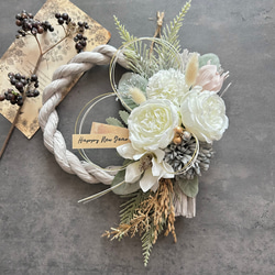 No.364 南天のしめ縄リース2024 ハンドメイドお正月飾り玄関リース