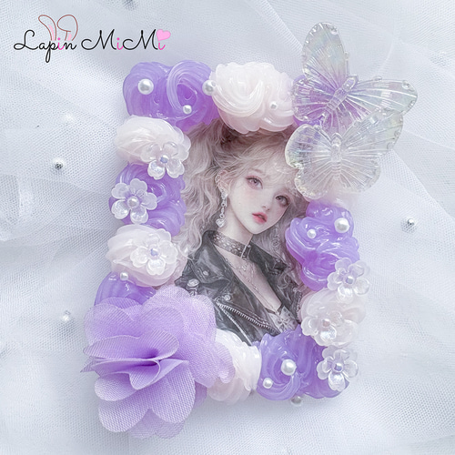 ピンク × パープル ホイップデコ 硬質トレカケース B8 シフォン 花