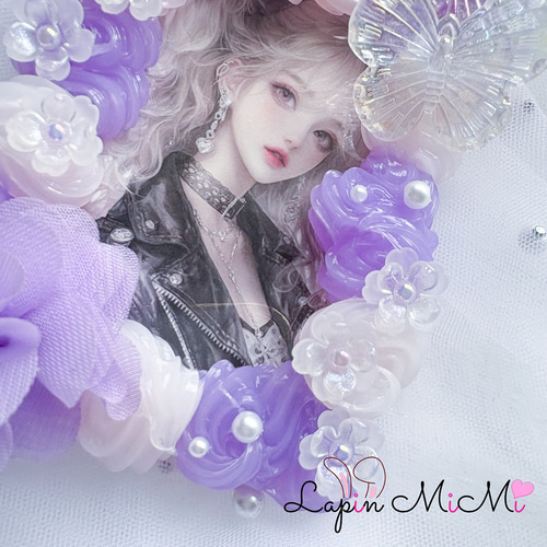 ピンク × パープル ホイップデコ 硬質トレカケース B8 シフォン 花